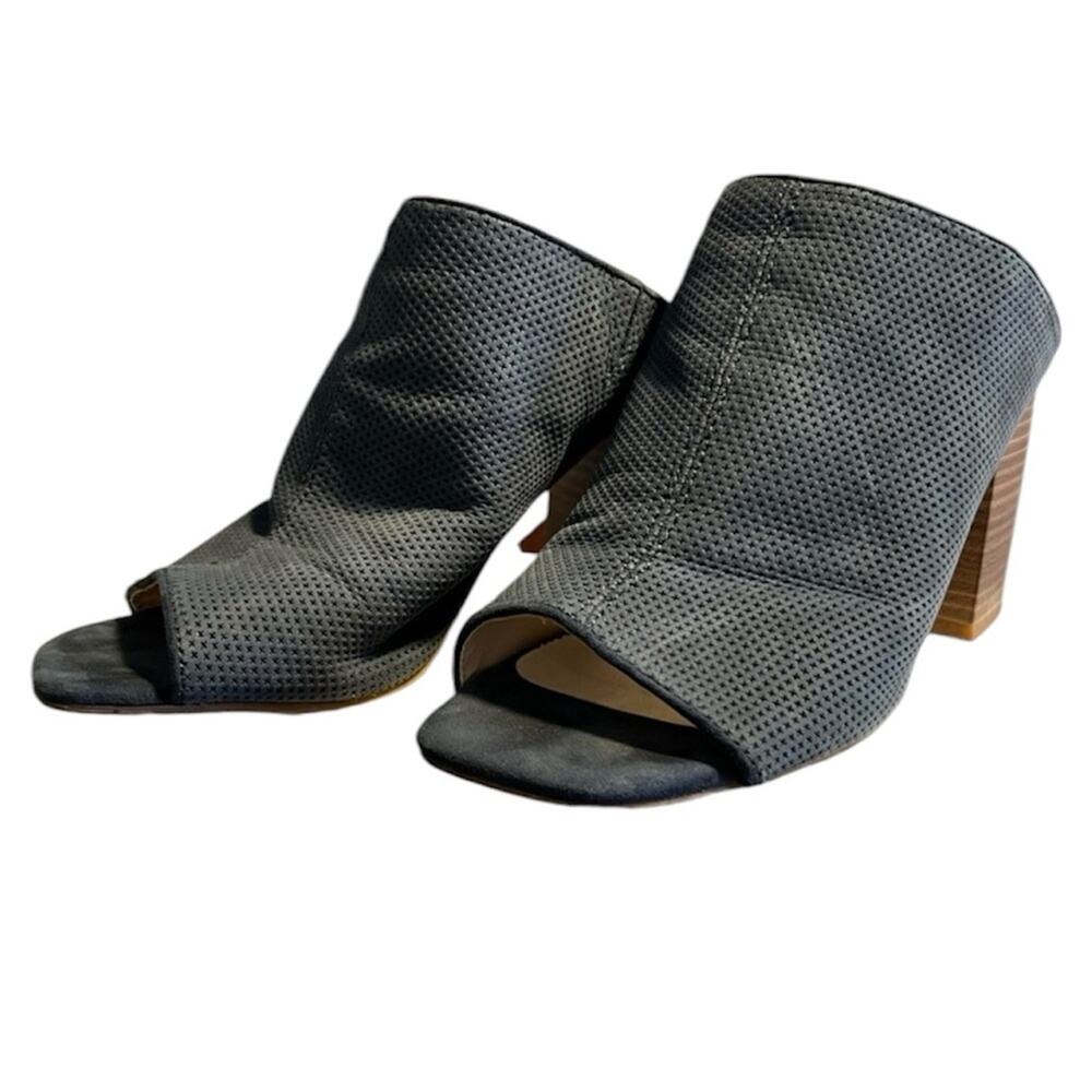 Kenneth Cole Reaction Blue Suede Block Heel Mules Size 9